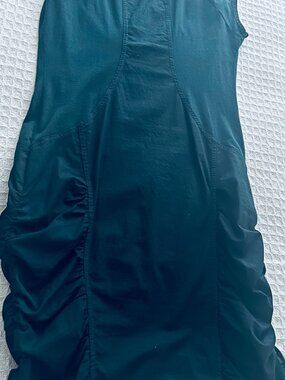 XCVI Women’s Deep Teal Ruched Midi Dress Size M Stretch Cotton